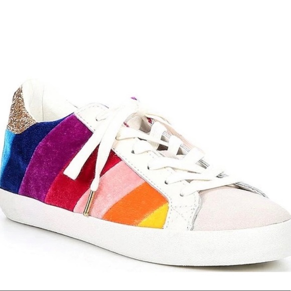 Kurt Geiger Shoes - 🌈 NEW Kurt Geiger Velvet Rainbow Lexi Eagle Leather Sneakers